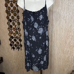 wild fable Black Floral Mini Dress with Gray Roses